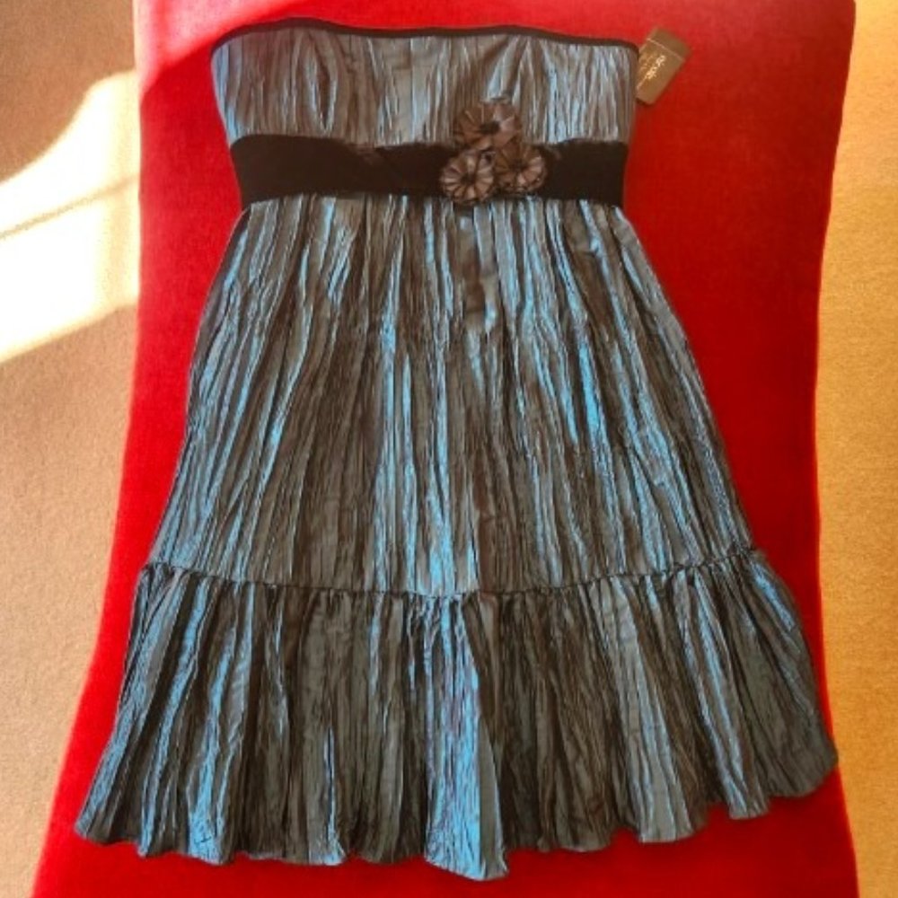 Nicole Miller Teal Party Dress with Velvet Sash - Size 12  NWT